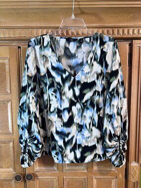 G by Guilana Womans V Neck Pullover Dolman Sleeve Blouse Small